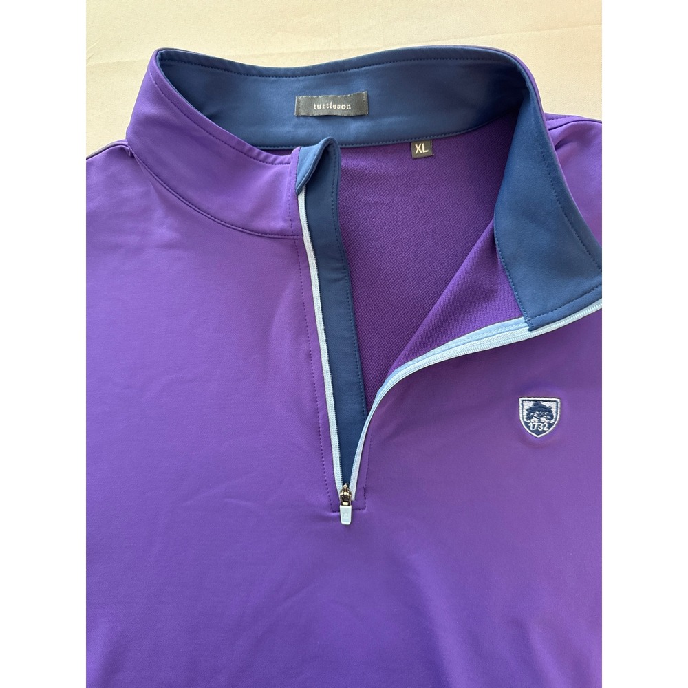Turtleson Mens XL Purple Quarter Zip Pullover Poly Graphene Stretch Golf Shirt - Picture 10 of 15
